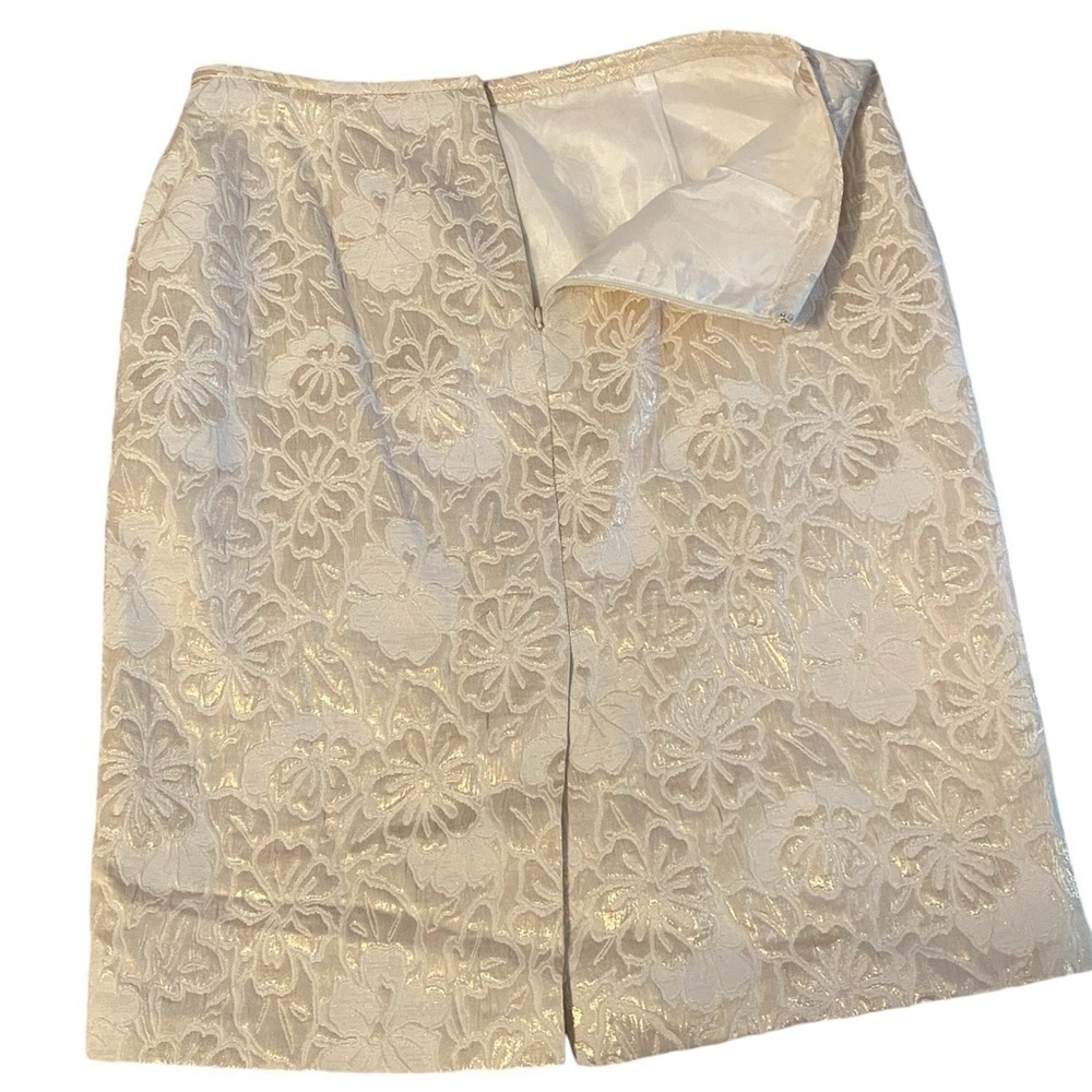 Chetta B Off-White Floral Patterned Pencil Skirt Size 10 - Picture 3 of 4